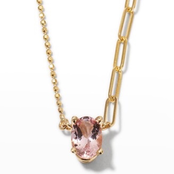 Poppy Finch Morganite contrast chain necklace
